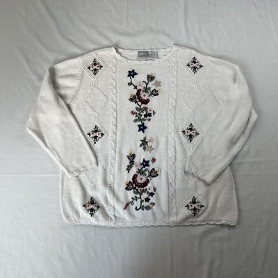 embroidered white sweater