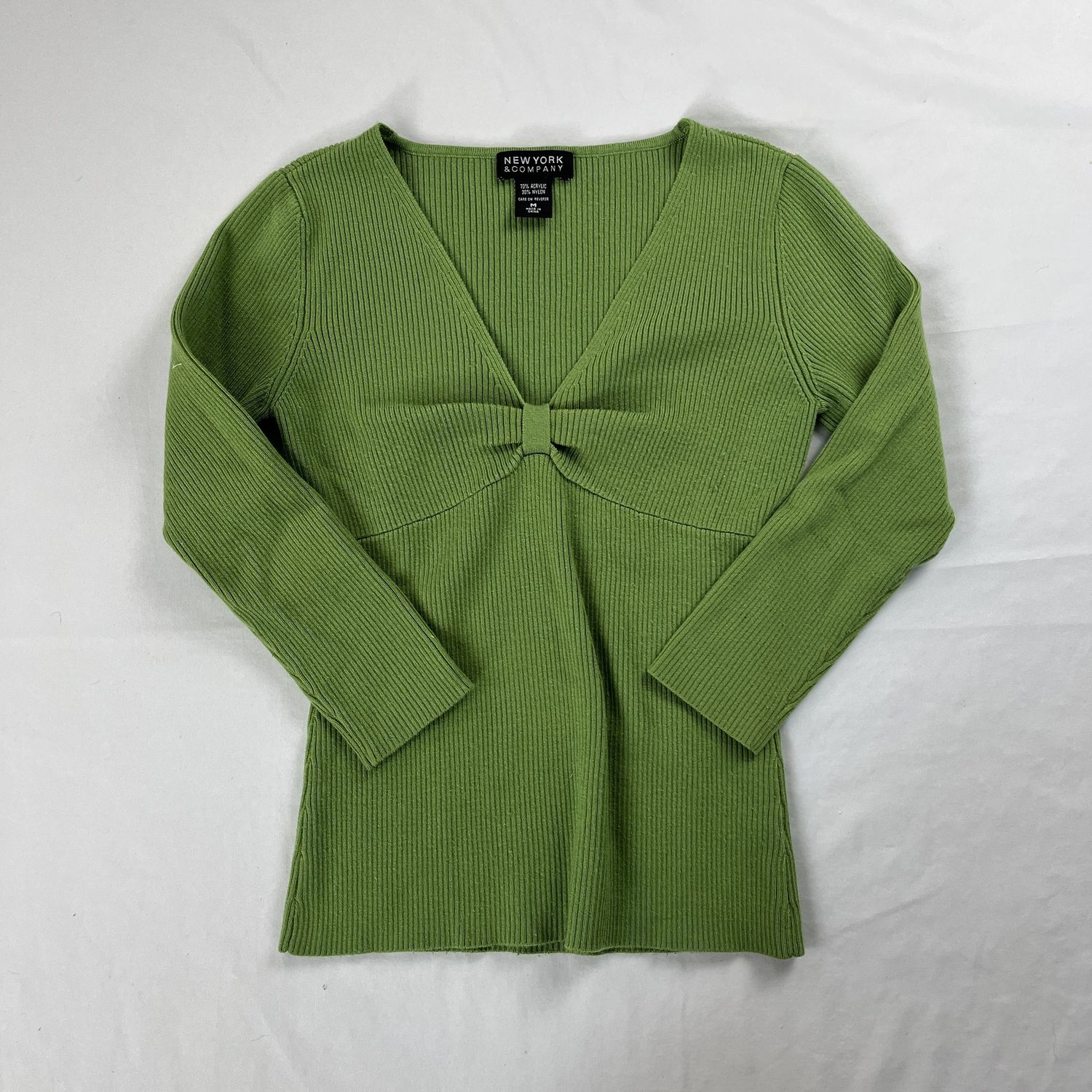 green ribbed 3/4&quot; sleeve