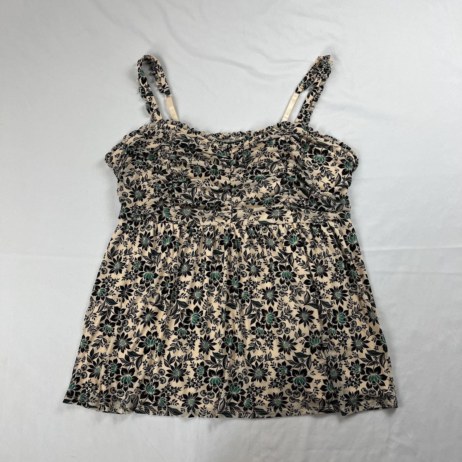 tan + green floral tank