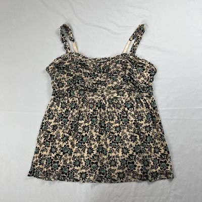 tan + green floral tank