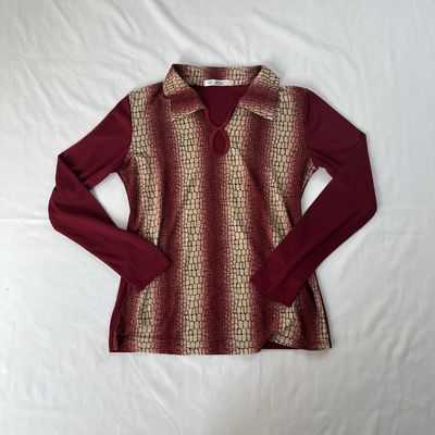 red keyhole long sleeve