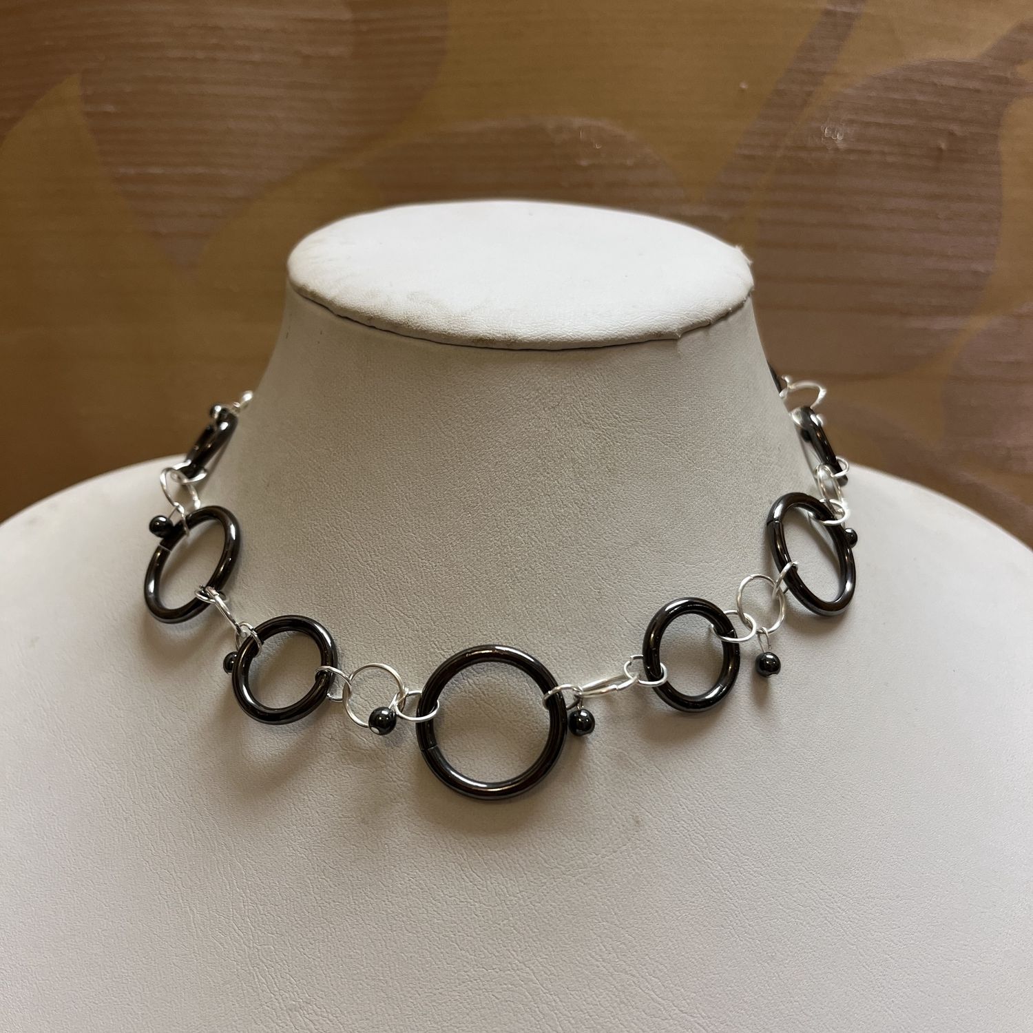 Black + Silver Rings Necklace