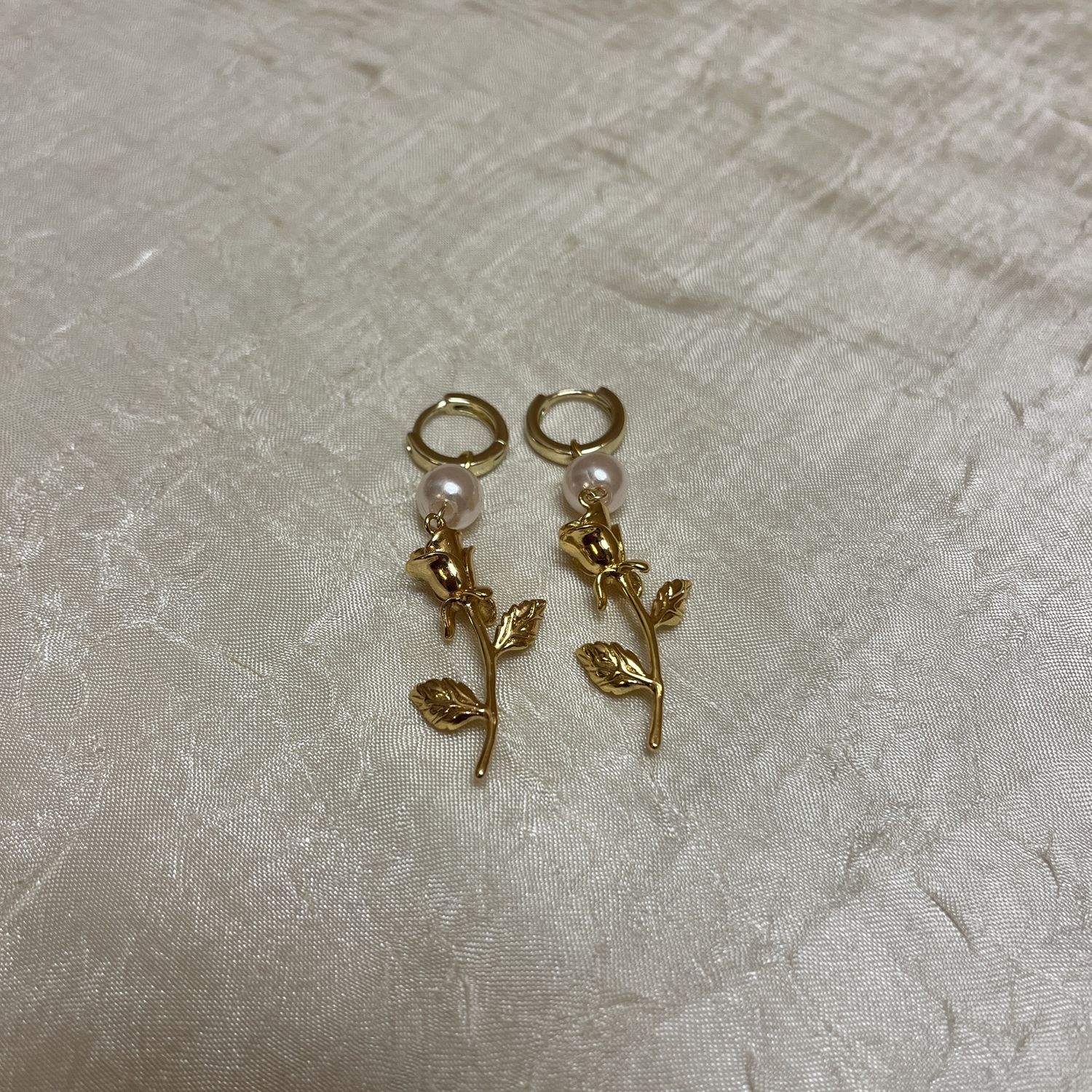 Rose Stem Hoop Earrings