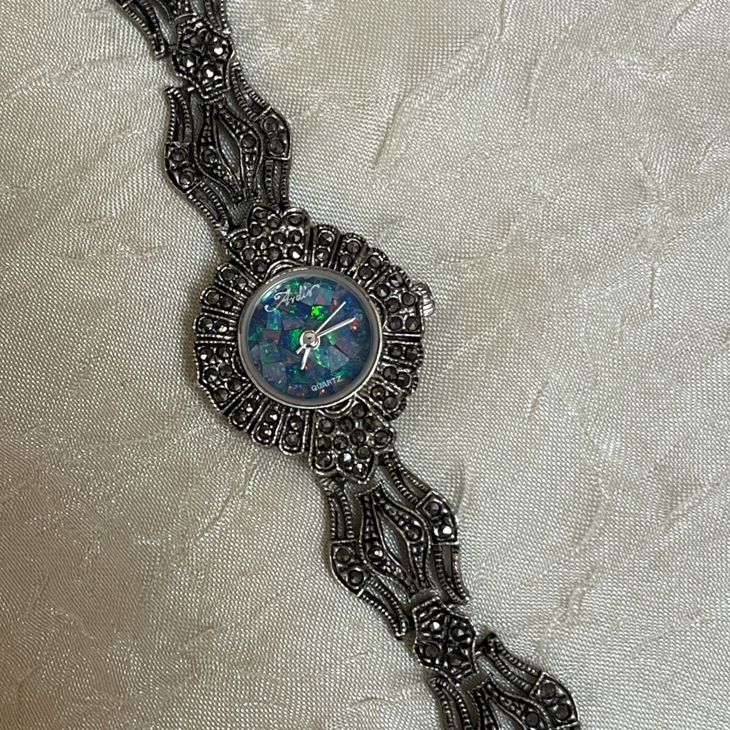 elegant silver with blue watch