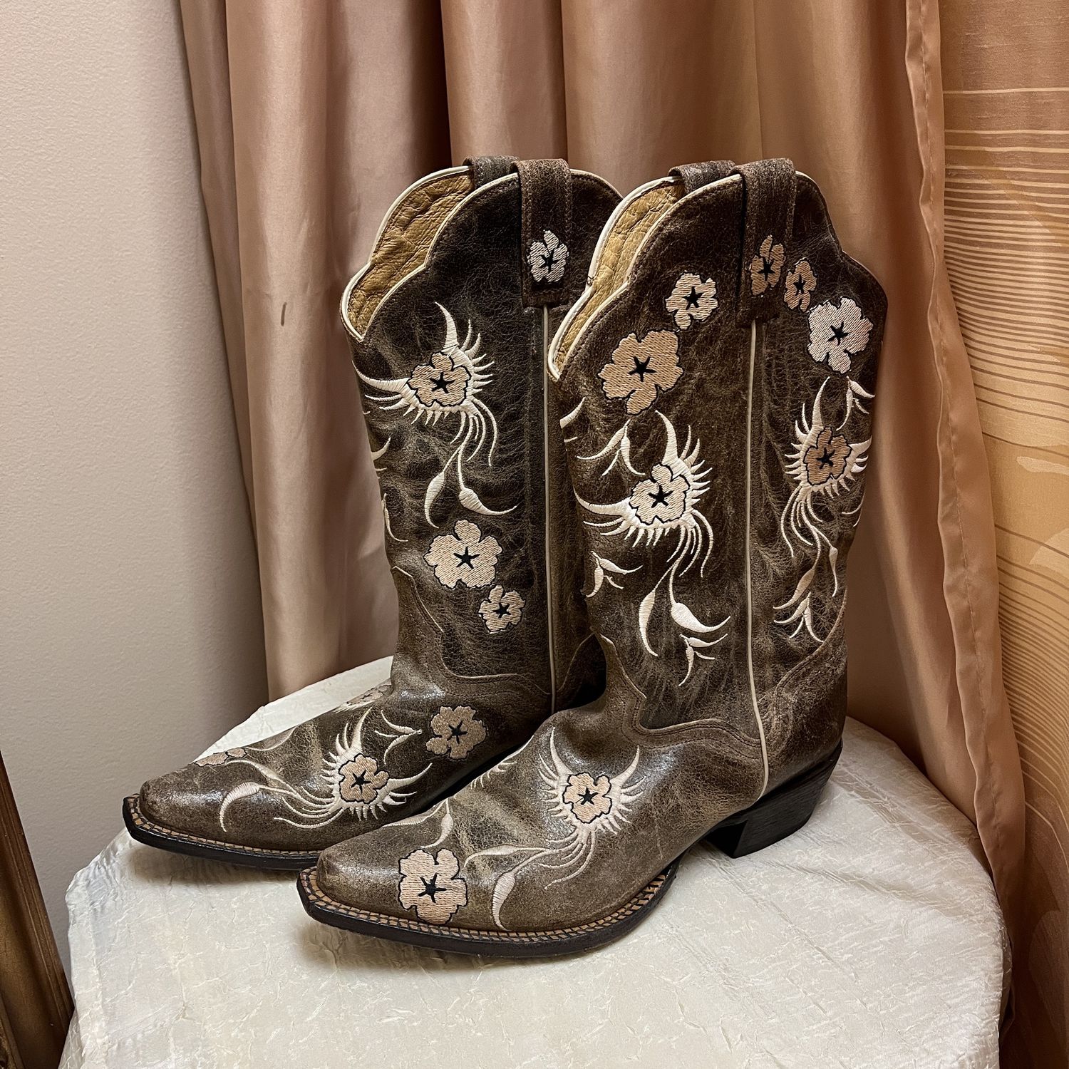 JB Dillon Brown Floral Cowboy Boots