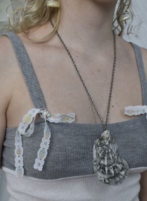 Large Silver Oyster Necklace