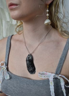 Dark Silver Oyster Necklace