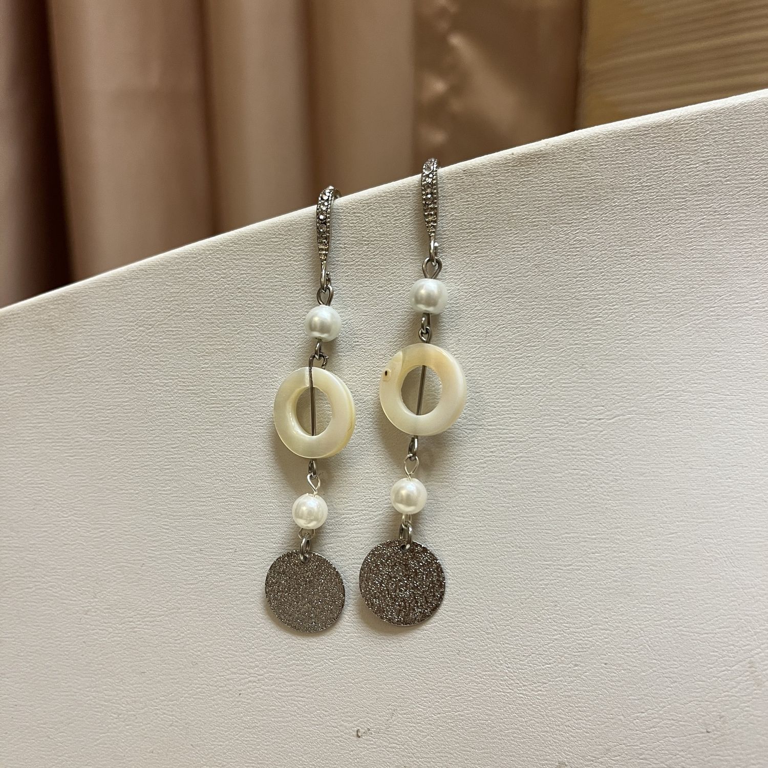 Shiny Pendant Silver Earrings