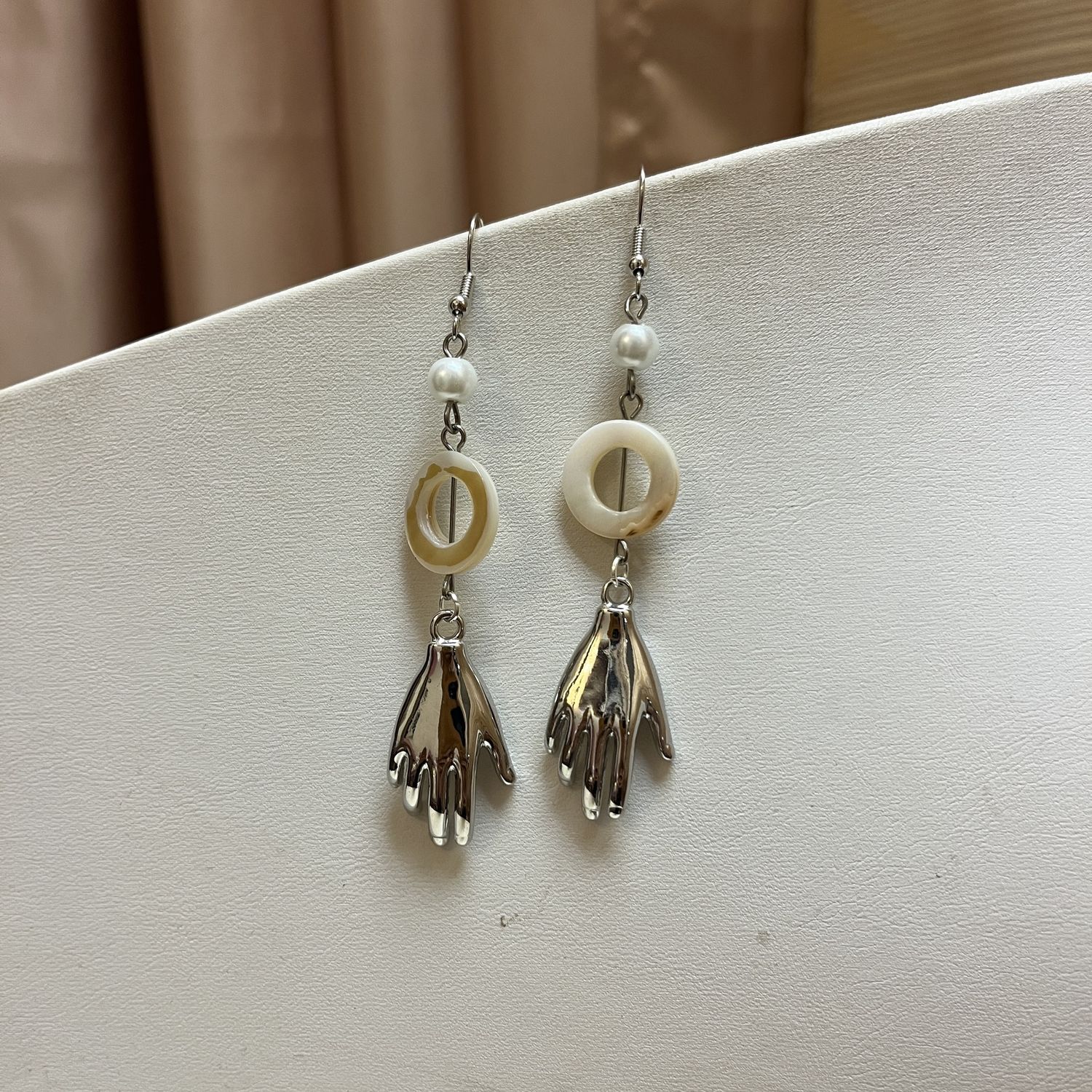Silver Hoops Hand Earrings