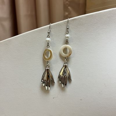 Silver Hoops Hand Earrings