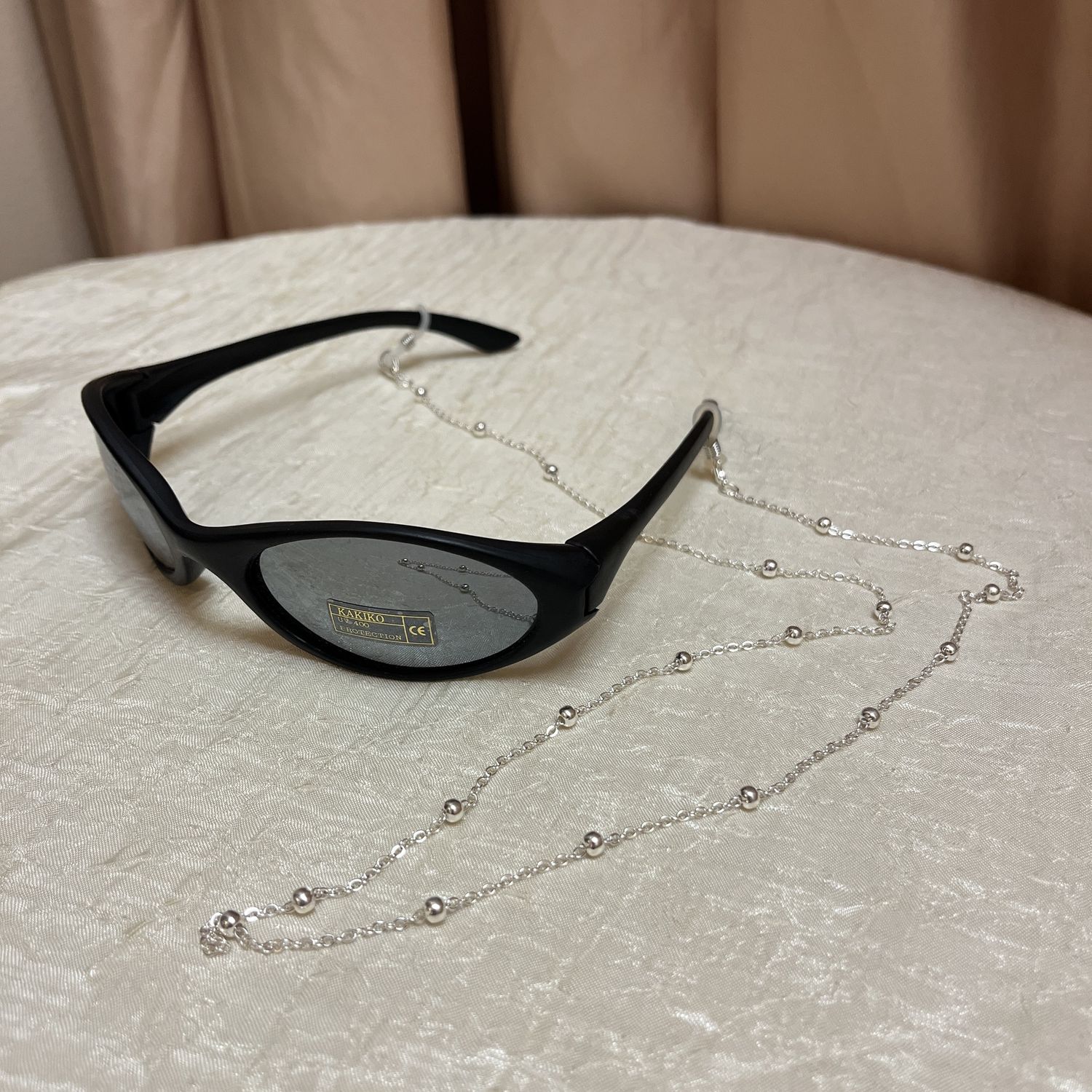 Silver Beads Glasses Chain