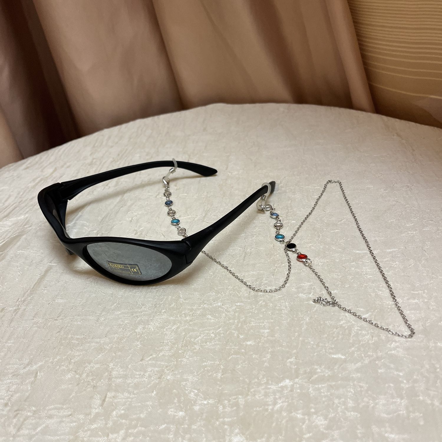Silver Colorful Gems Glasses Chain
