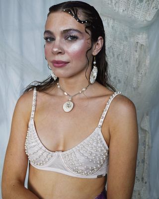 Pink Pearl Beaded Bra