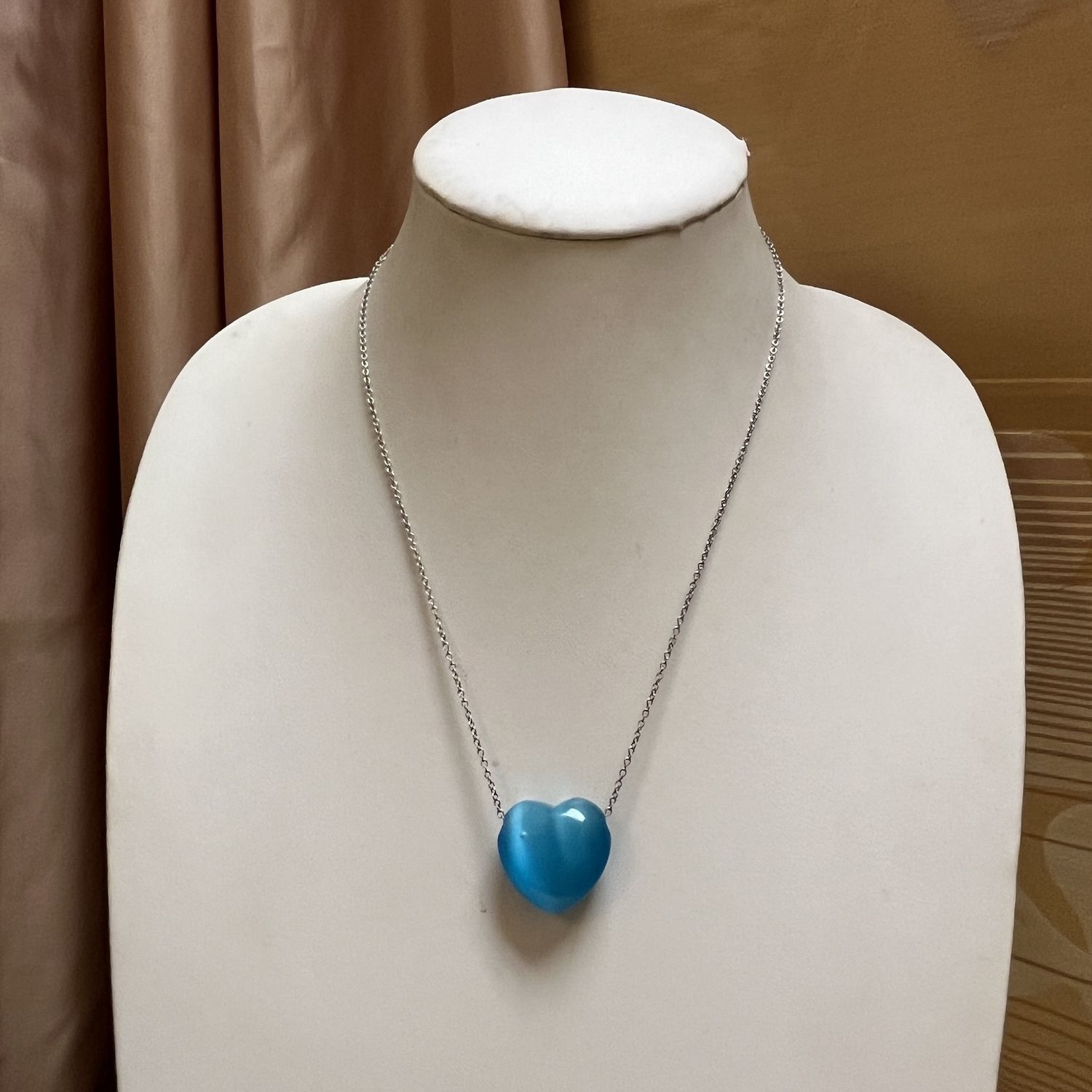 Blue Glass Heart Necklace