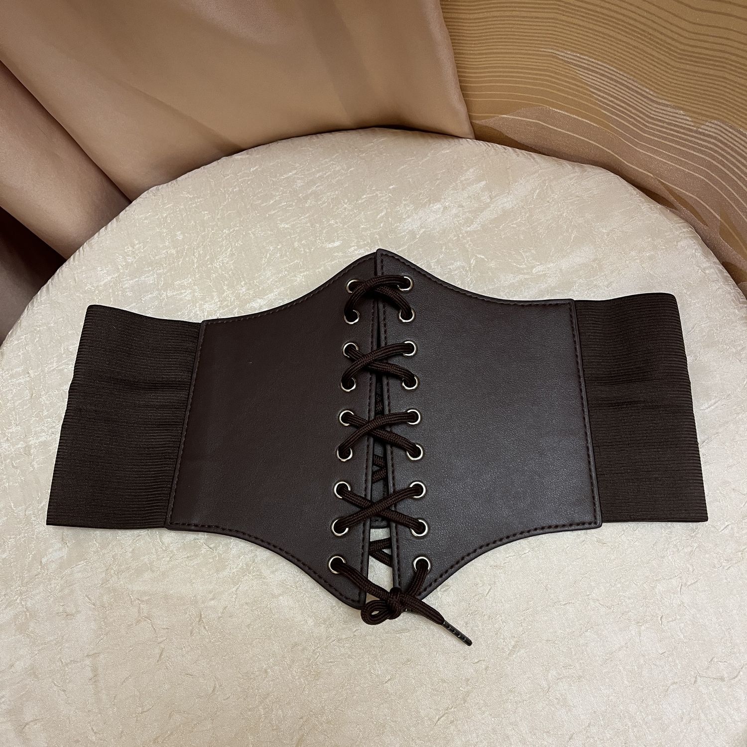 Brown lace-up belt