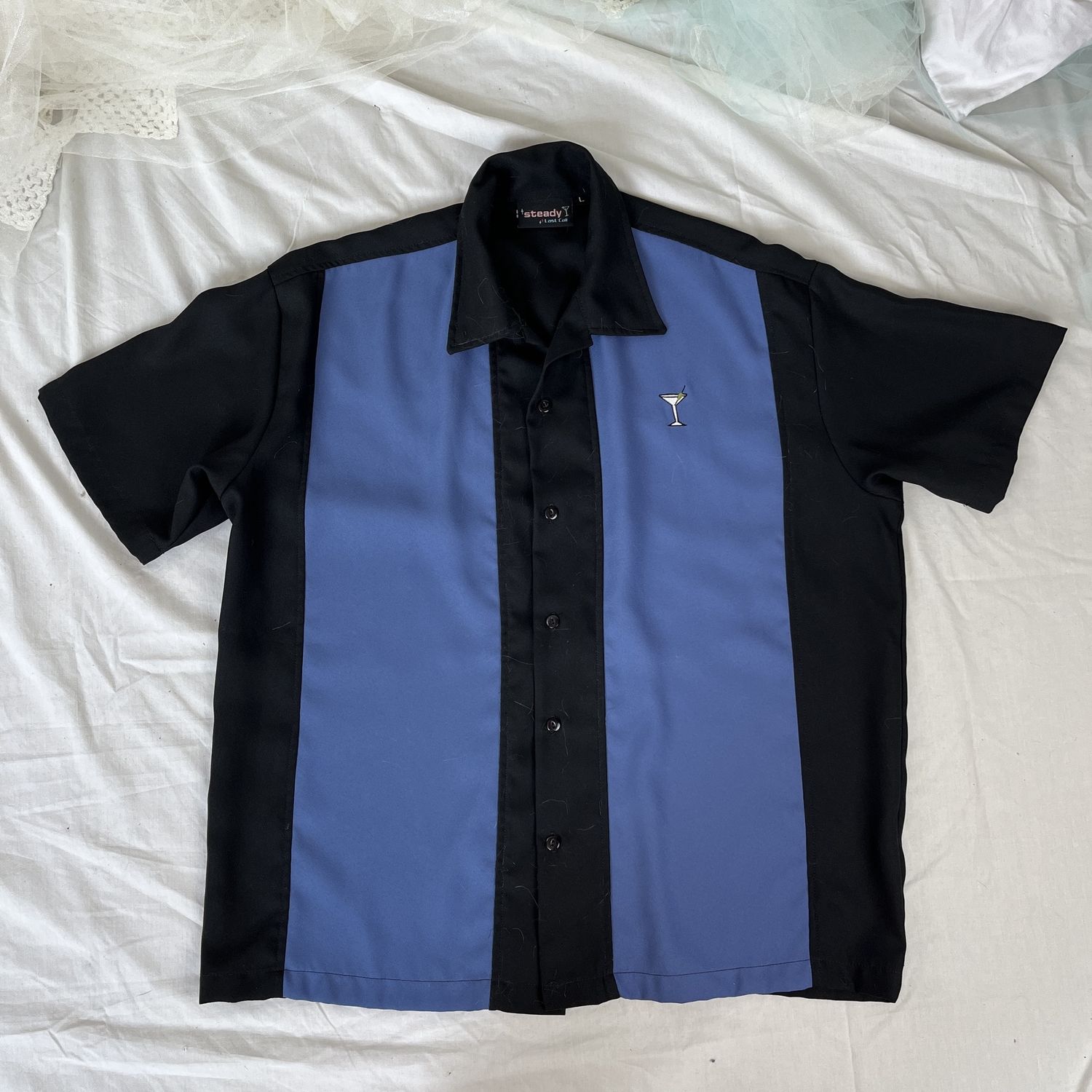 Blue + Black Collared Martini Shirt