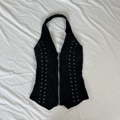 Black Lace-up Boustier