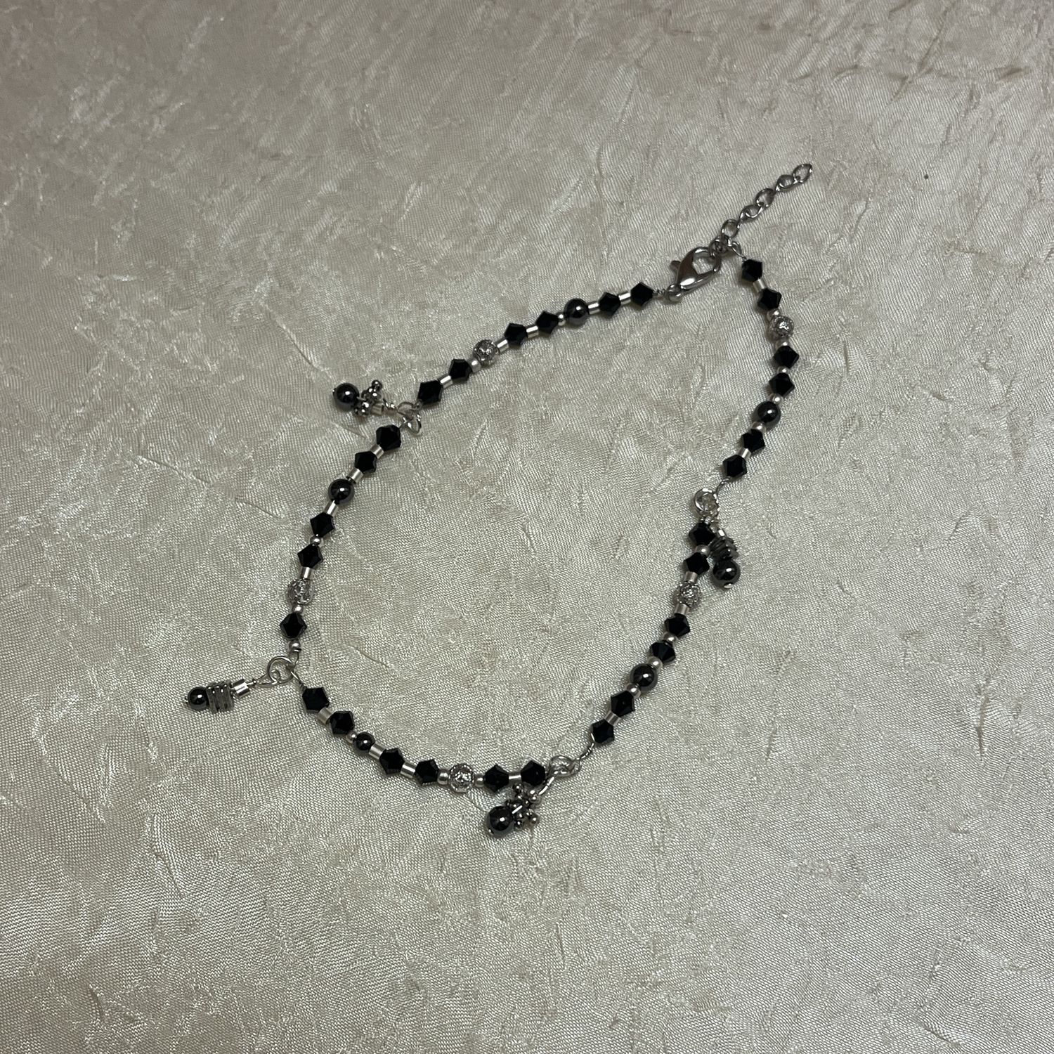 Black Beaded Anklet