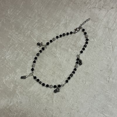 Black Beaded Anklet