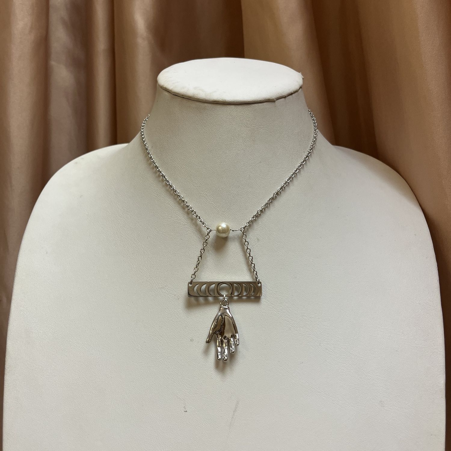 Moon Phases Hand Necklace