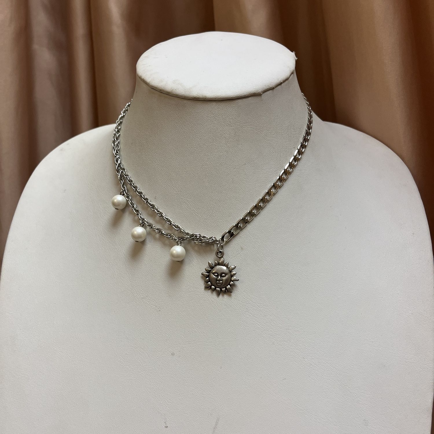 Silver Sun Pearl Necklace