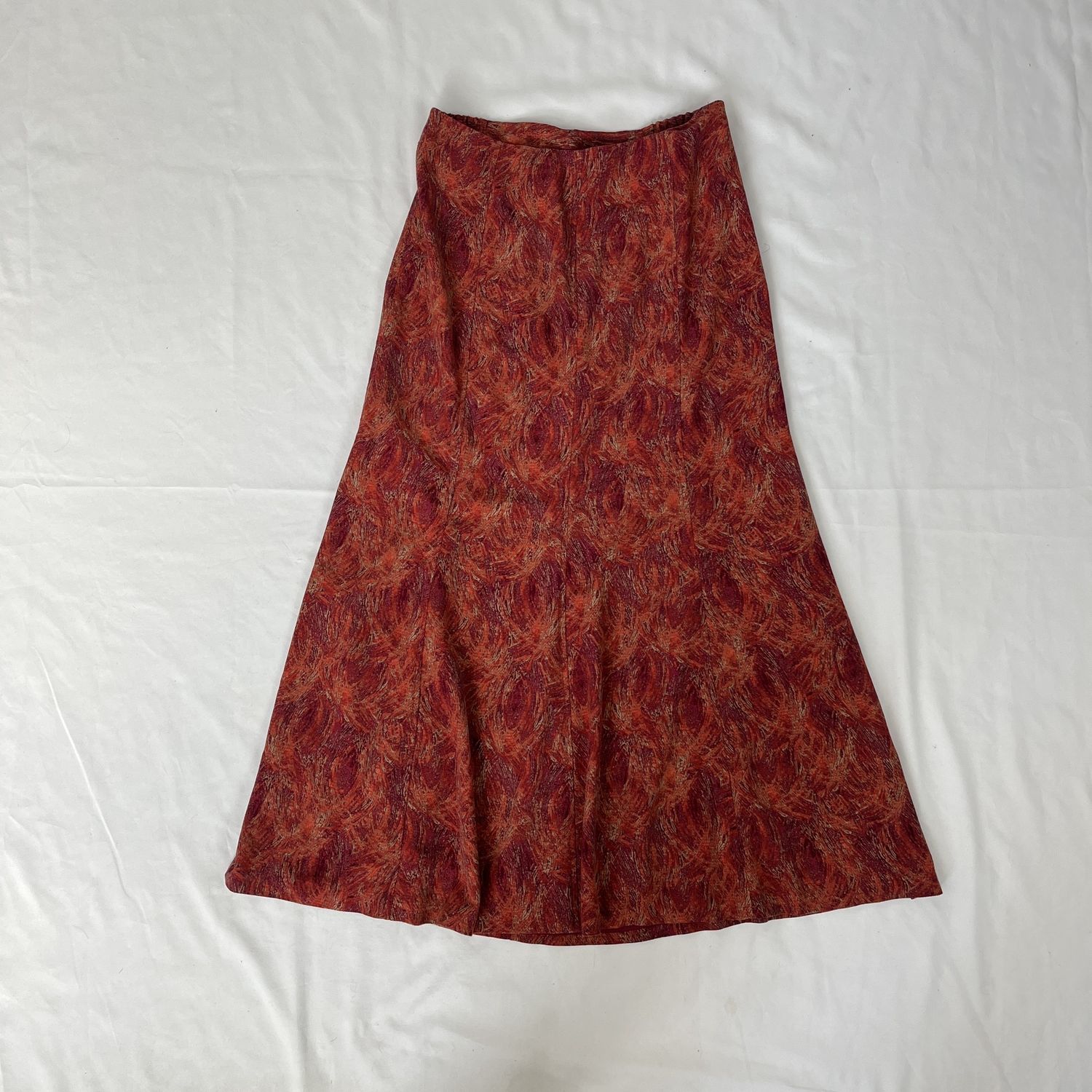 pink fire midi skirt