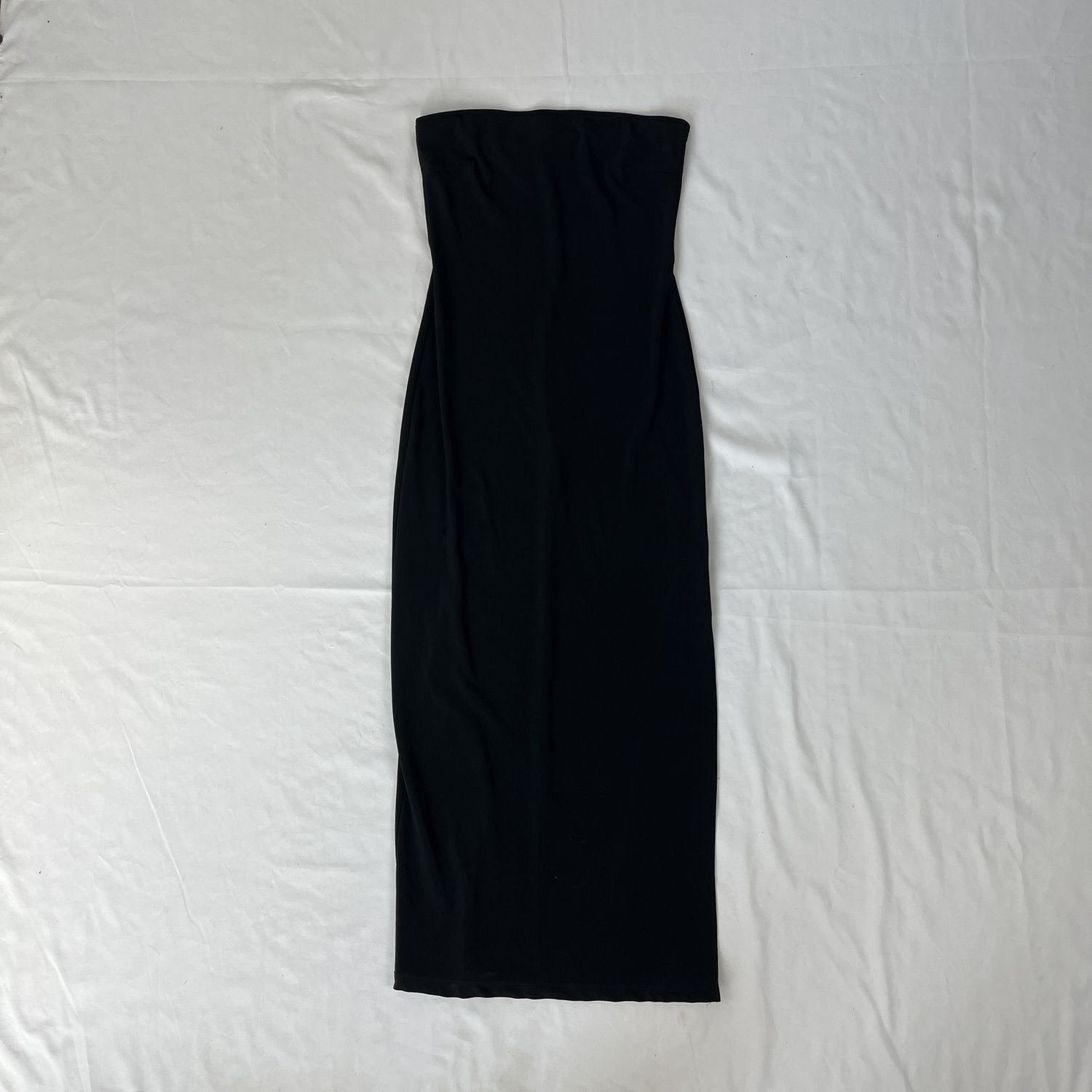 black strapless maxi dress