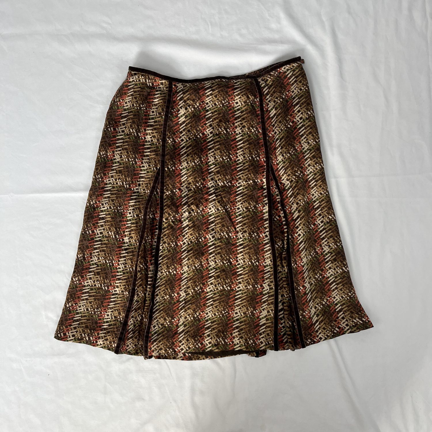 brown + tan midi skirt