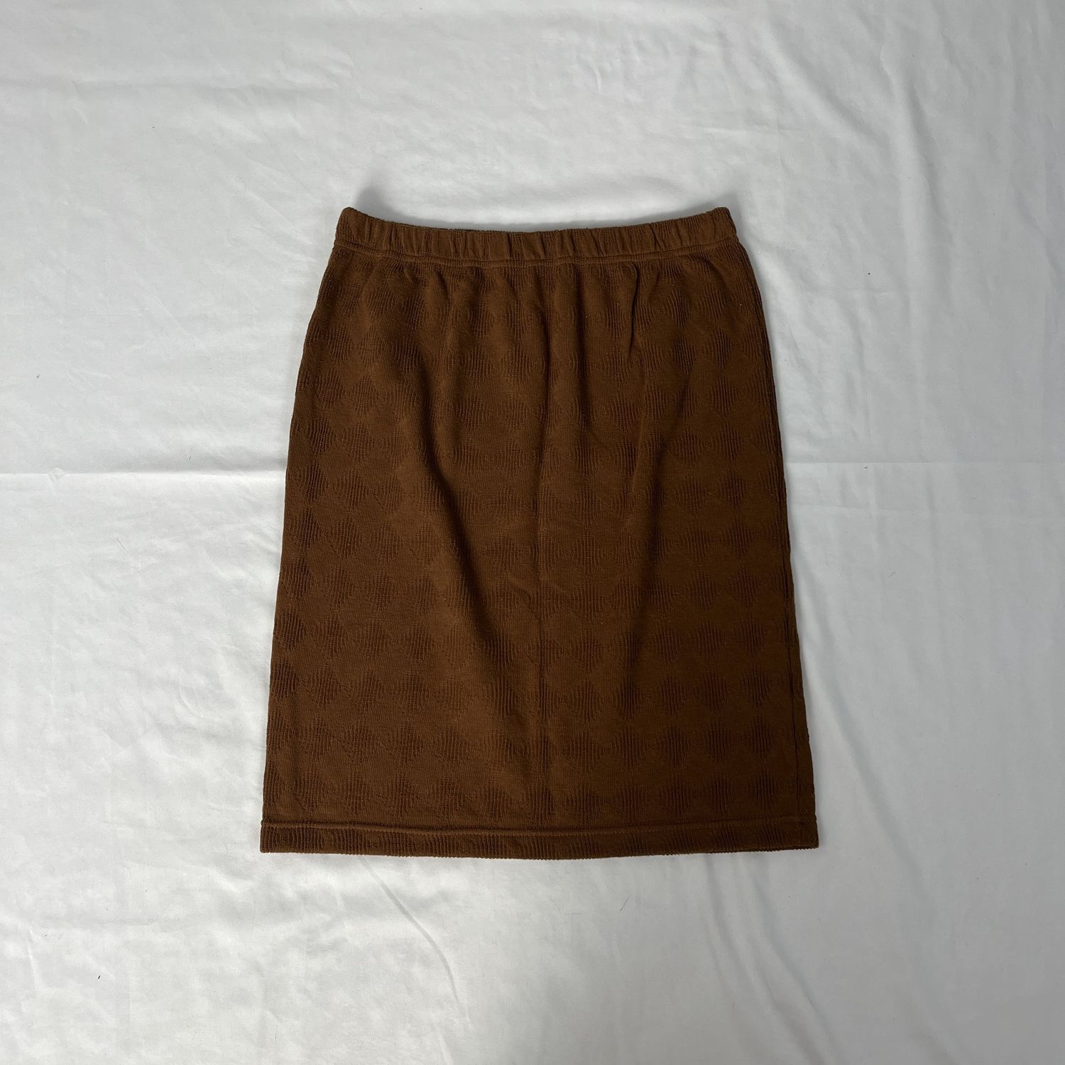 brown argyle pattern knit skirt