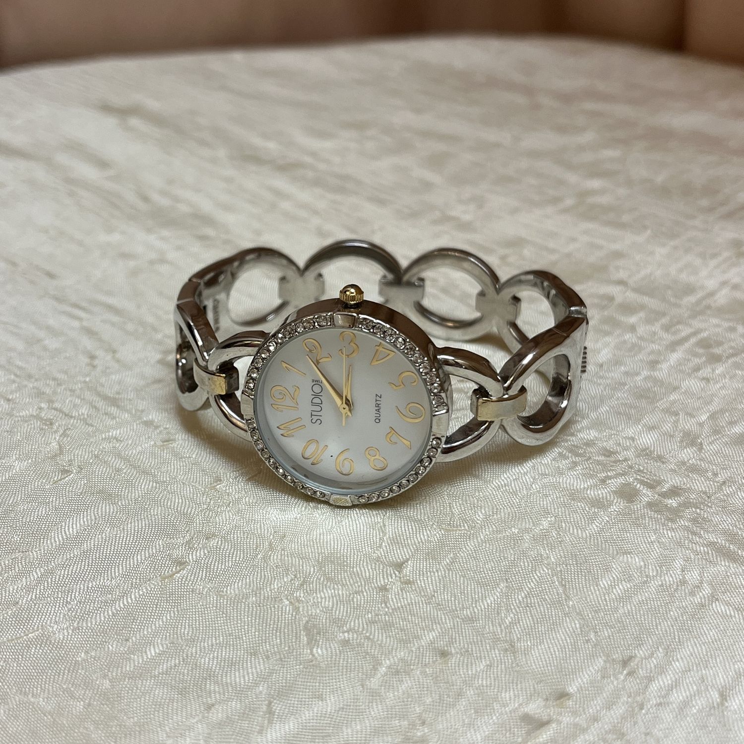 silver bangle watch