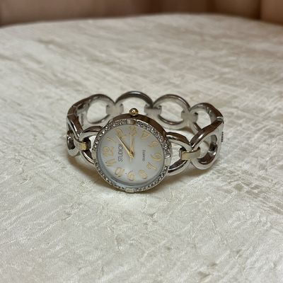 silver bangle watch