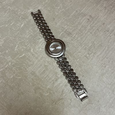 silver bubble round watch