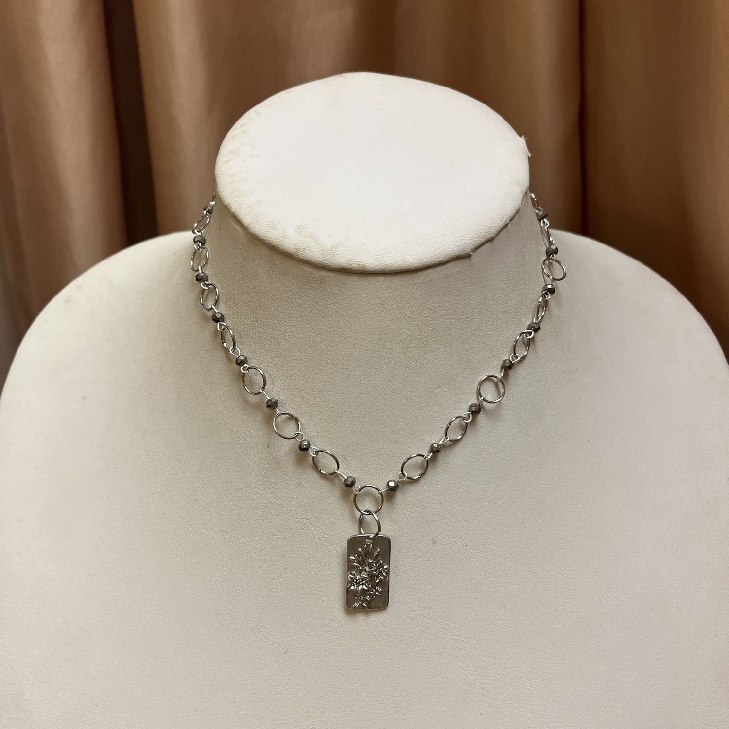 silver summer bouquet necklace