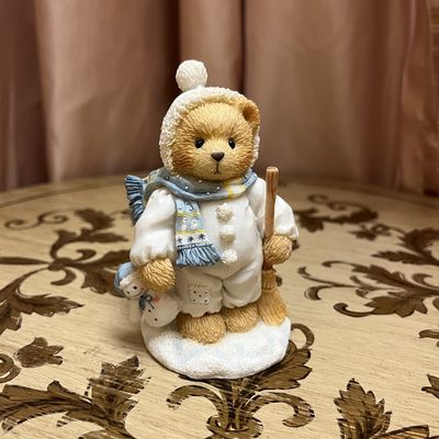 Snowy teddy bear figurine