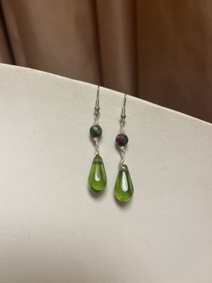 green drop earrings