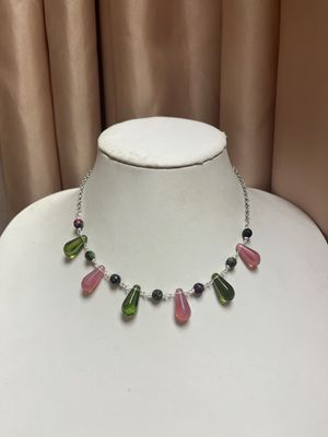 pink and green drop necklace