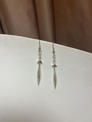 silver dangle sword earrings