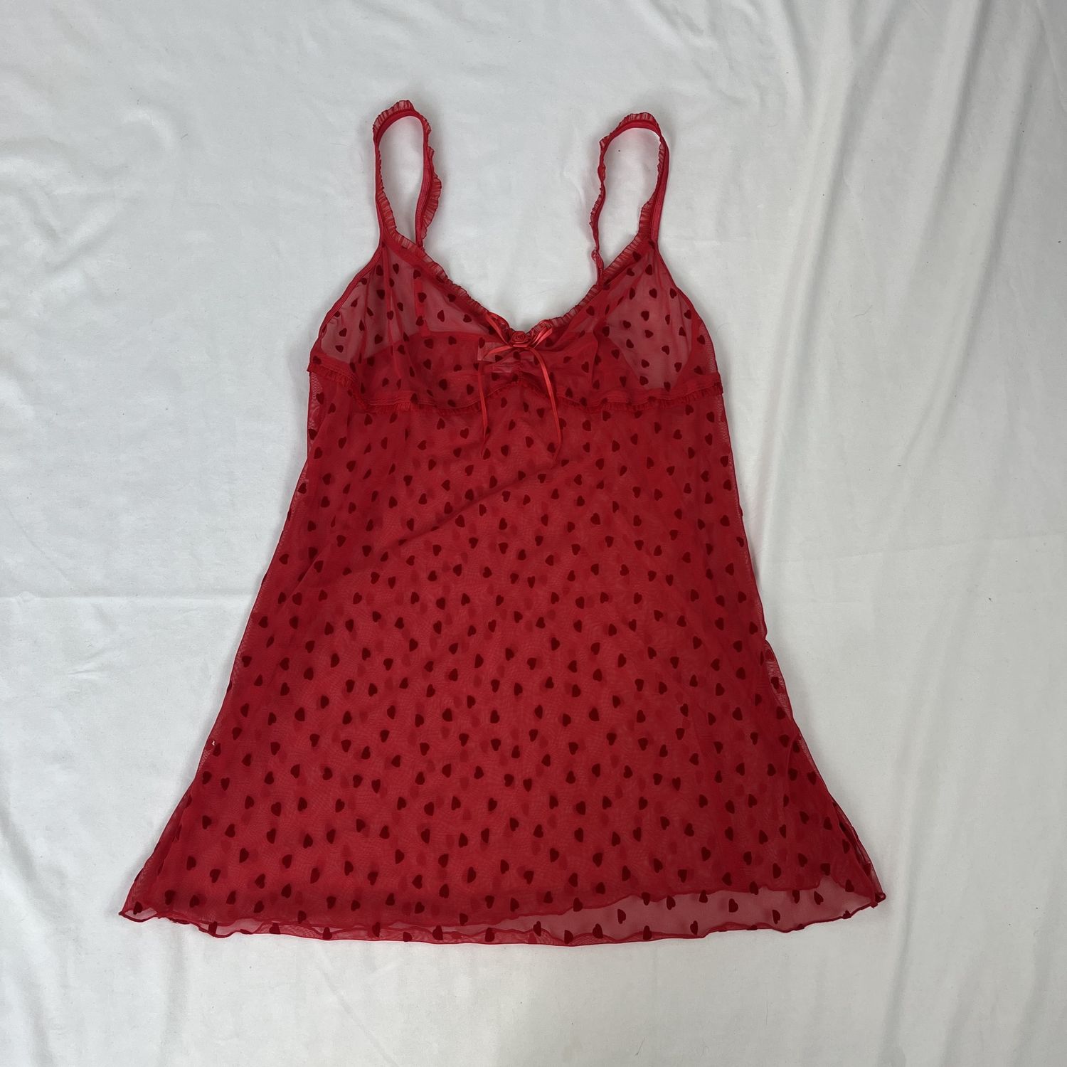 red heart slip dress