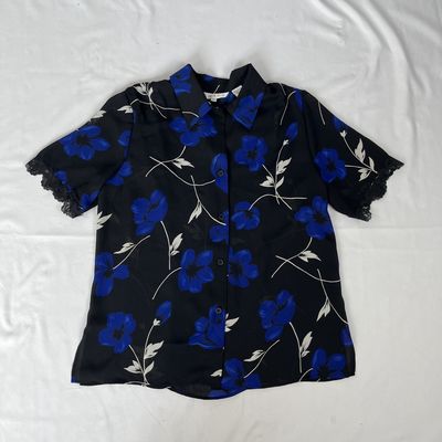 Blue flower sheer top