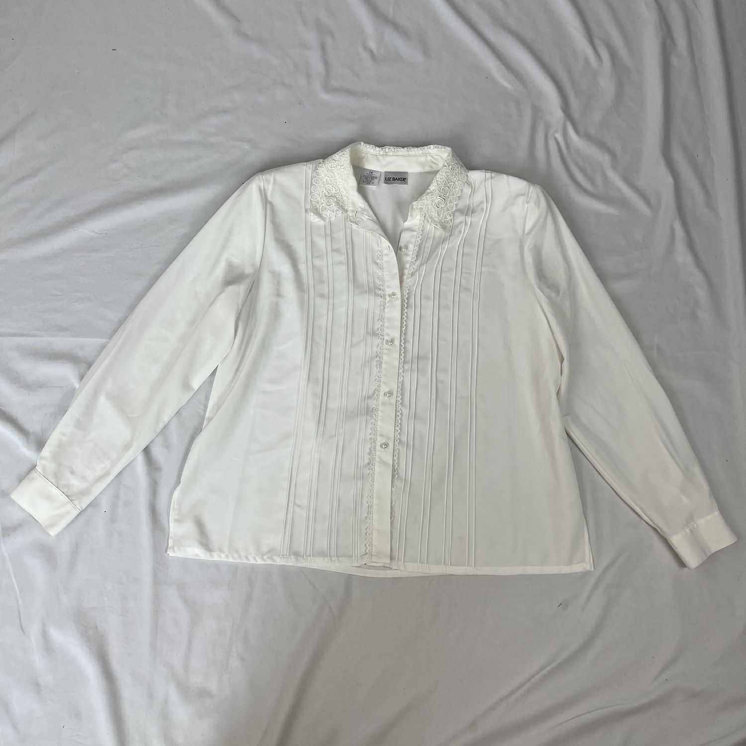 white lace button down