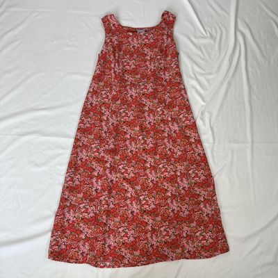 reds and pinks floral dress