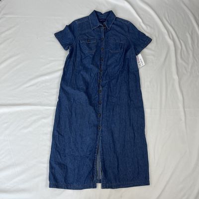 denim button down dress