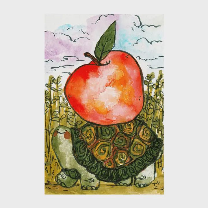 Print- &quot;Turtle with Apple&quot;