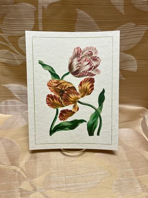 orange vintage flower print