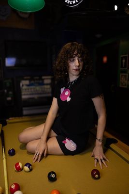 #8 pink pool ball shorts