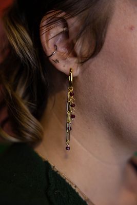red chain earrings