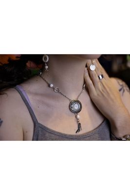 Silver heel watch necklace
