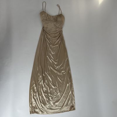 tan glitz &amp; glam gown