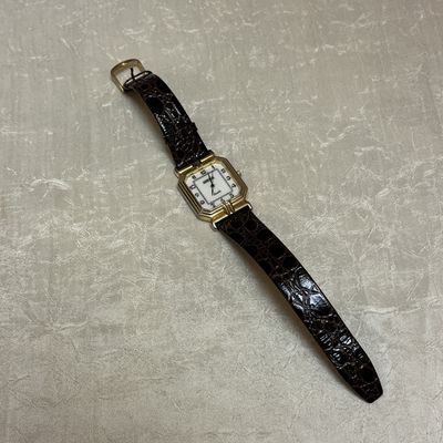 brown leather gold watch