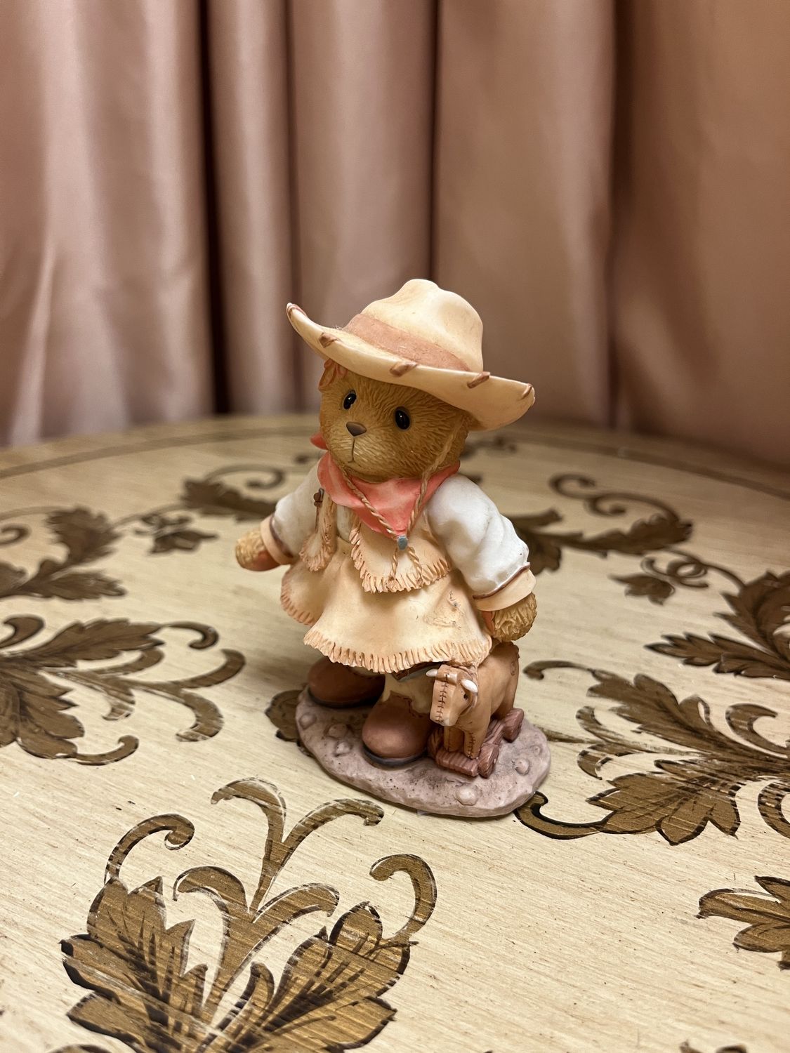 Cowgirl teddy bear figurine